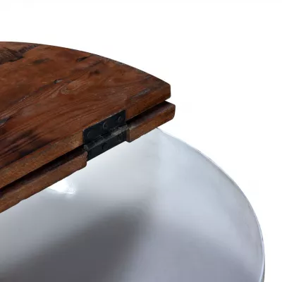 Măsuță de cafea, lemn masiv reciclat, alb, formă bol