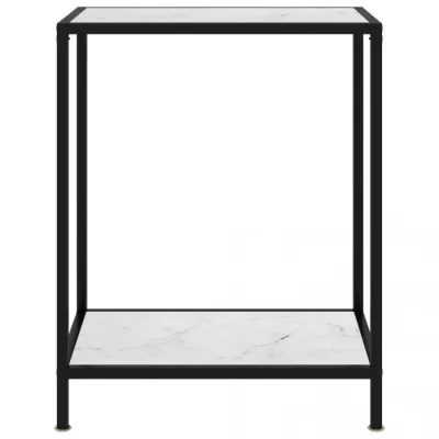 Masă consolă, alb, 60 x 35 x 75 cm, sticlă securizată
