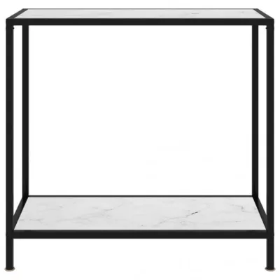 Masă consolă, alb, 80 x 35 x 75 cm, sticlă securizată