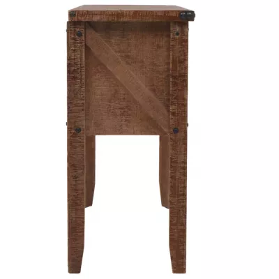 Masă consolă din lemn masiv de brad, maro, 131x35,5x75 cm