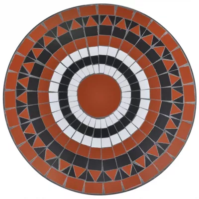 Masă de bistro, cărămiziu și alb, 60 cm, mozaic
