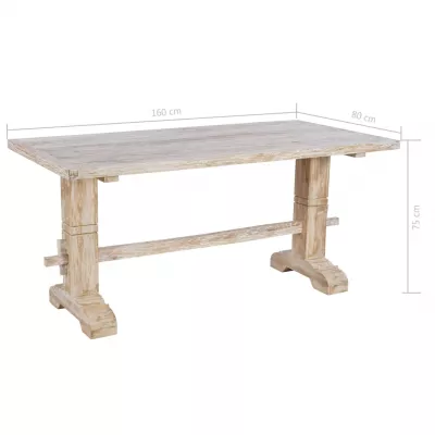 Masă de bucătărie, 160 x 80 x 75 cm, lemn masiv de tec