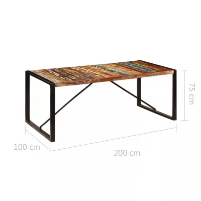 Masă de bucătărie, 200x100x75 cm, lemn reciclat de sheesham