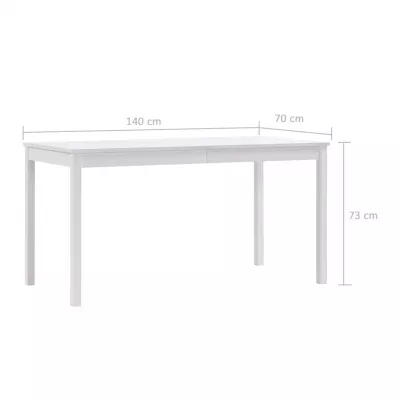 Masă de bucătărie, alb, 140 x 70 x 73 cm, lemn de pin