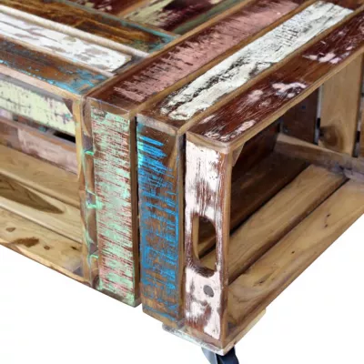 Masă de cafea din lemn solid reciclat, 70 x 70 x 35 cm