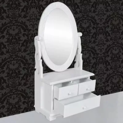 Masă de machiaj cu oglindă oscilantă ovală, MDF