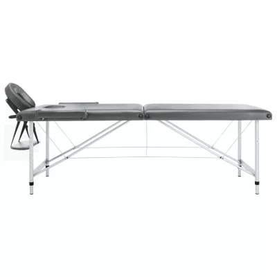 Masă de masaj cu 2 zone, cadru aluminiu, antracit, 186 x 68 cm