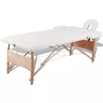 Masă de masaj pliabilă 2 zone cadru de lemn + set accesorii