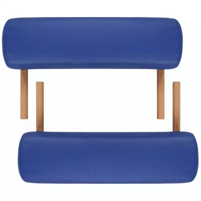 Masă de masaj pliabilă 3 părți cadru din lemn Albastru