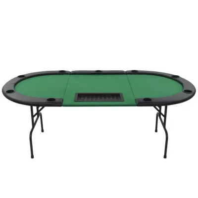 Masă de poker pliabilă in 3, pentru 9 jucători, oval, Verde