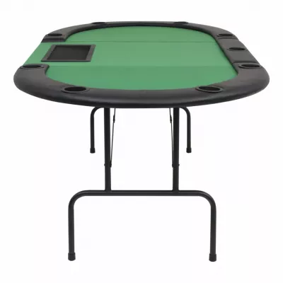 Masă de poker pliabilă in 3, pentru 9 jucători, oval, Verde