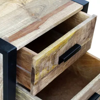 Masă laterală cu 2 sertare din lemn solid de mango, 43x33x51 cm