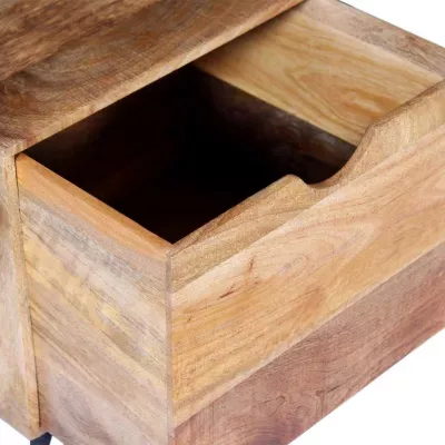 Masă laterală cu sertar și roți, lemn de mango 40 x 40 x 45 cm