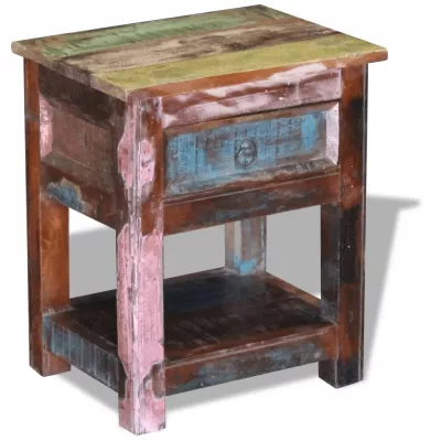 Masă laterală cu un sertar din lemn solid de mango, 43 x 33 x 51 cm