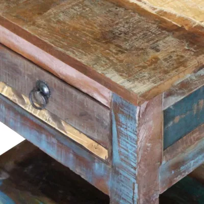 Masă laterală cu un sertar din lemn solid de mango, 43 x 33 x 51 cm