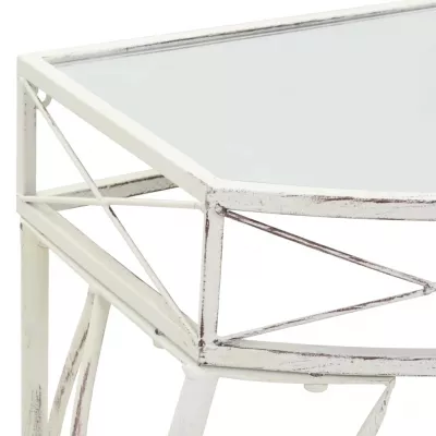 Masă laterală stil franțuzesc, alb, 82 x 39 x 76 cm, metal