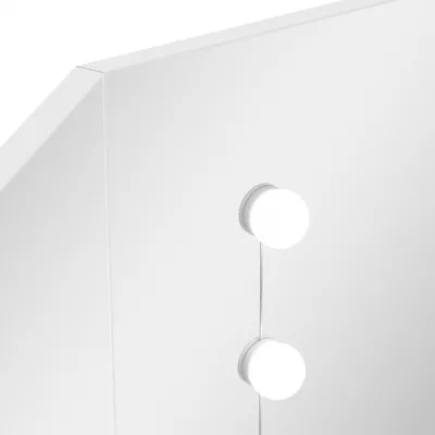 Masă pentru machiaj de colț cu lumini LED, alb