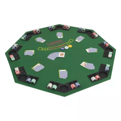Masă poker pliabilă in două părți, 8 jucători, octogonal Verde