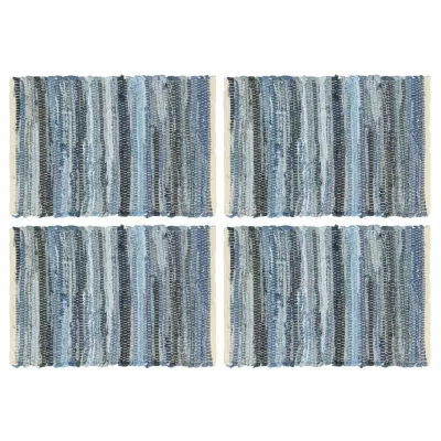 Naproane, 4 buc., chindi, albastru denim, 30 x 45 cm, bumbac