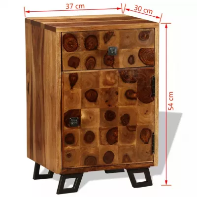 Noptieră din lemn masiv de sheesham, 37 x 30 x 54 cm