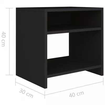 Noptieră, negru, 40 x 30 x 40 cm, PAL