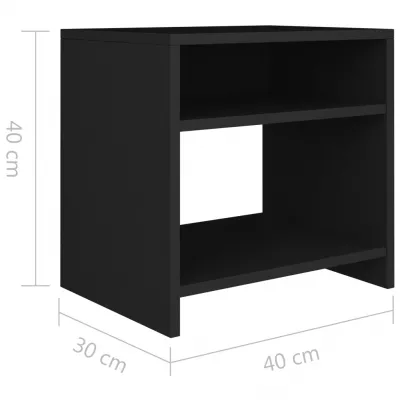 Noptiere, 2 buc., negru, 40 x 30 x 40 cm, PAL
