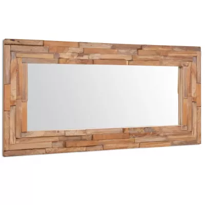 Oglindă decorativă din lemn de tec, 120 x 60 cm, dreptunghiular