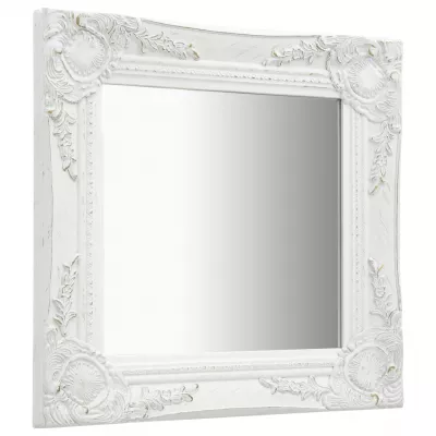 Oglindă de perete in stil baroc, alb, 40 x 40 cm