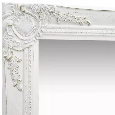 Oglindă de perete in stil baroc, alb, 50 x 50 cm