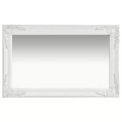 Oglindă de perete in stil baroc, alb, 50 x 80 cm