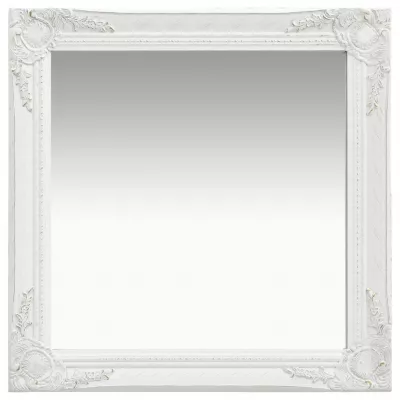 Oglindă de perete in stil baroc, alb, 60 x 60 cm