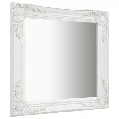 Oglindă de perete in stil baroc, alb, 60 x 60 cm