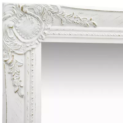 Oglindă de perete in stil baroc, alb, 60 x 60 cm