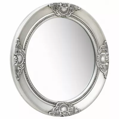 Oglindă de perete in stil baroc, argintiu, 50 cm