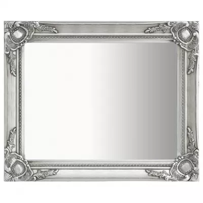 Oglindă de perete in stil baroc, argintiu, 50 x 60 cm