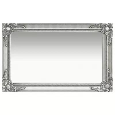 Oglindă de perete in stil baroc, argintiu, 50 x 80 cm