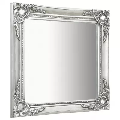 Oglindă de perete in stil baroc, argintiu, 60 x 60 cm