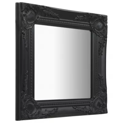 Oglindă de perete in stil baroc, negru, 40 x 40 cm