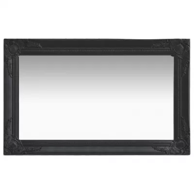 Oglindă de perete in stil baroc, negru, 50 x 80 cm