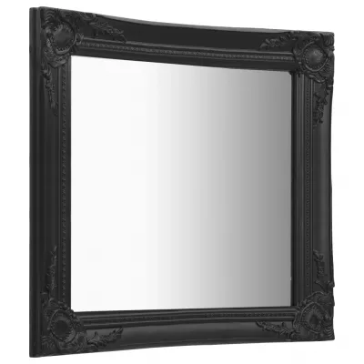 Oglindă de perete in stil baroc, negru, 60 x 60 cm