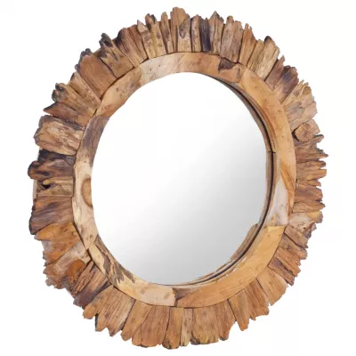 Oglindă de perete, 60 cm, tec, rotund