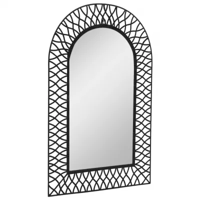 Oglindă de perete arcuită, negru, 50 x 80 cm