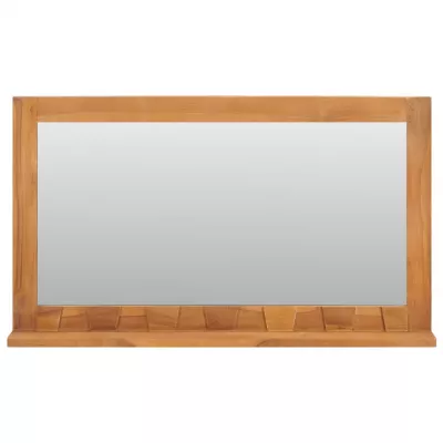 Oglindă de perete cu raft, 100x12x60 cm, lemn masiv de tec