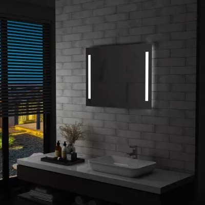 Oglindă de perete de baie cu LED, 80 x 60 cm