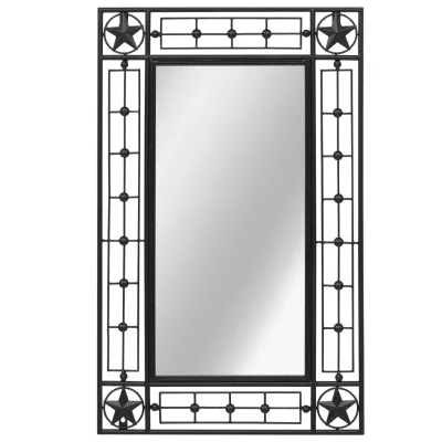 Oglindă de perete de grădină, negru, 50x80 cm, dreptunghiular