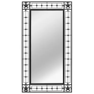 Oglindă de perete de grădină, negru, 60x110 cm, dreptunghiular