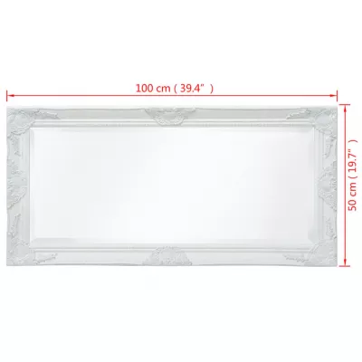 Oglindă verticală in stil baroc, 100 x 50 cm, alb