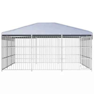 Padoc pentru câini de exterior, cu acoperiș, 450x450x200 cm