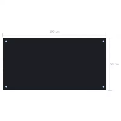 Panou antistropi bucătărie, negru, 100x50 cm, sticlă securizată