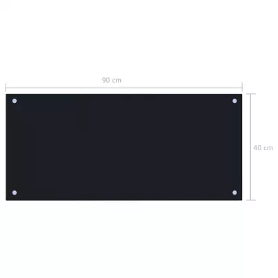 Panou antistropi bucătărie, negru, 90x40 cm, sticlă securizată
